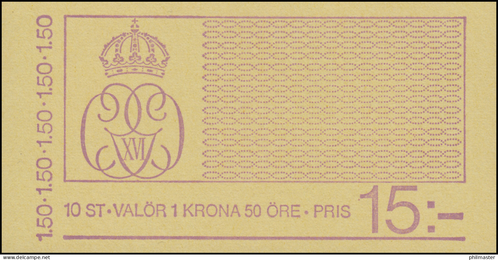 Markenheftchen König Carl XVI. Gustaf 1,50 Kr. 10x 1113D, Mit Formnummer 2, ** - Unclassified