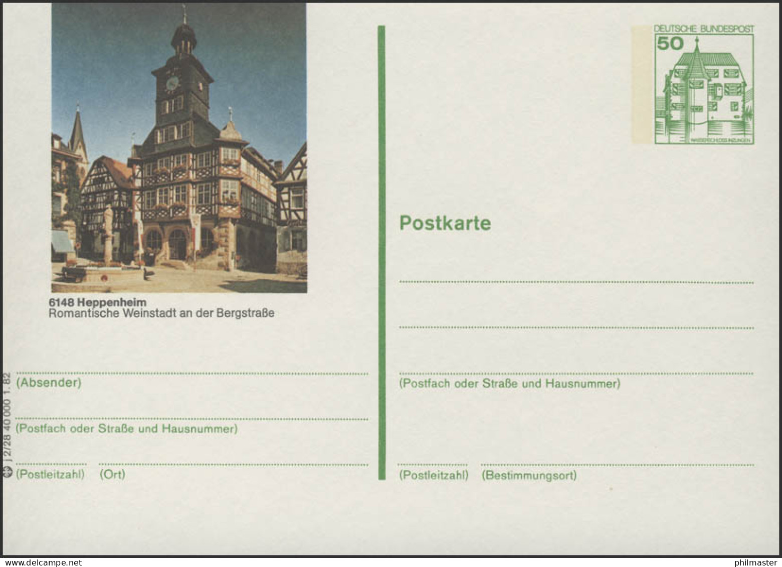 P134-j2/028 - 6148 Heppenheim, Rathaus ** - Cartes Postales Illustrées - Neuves