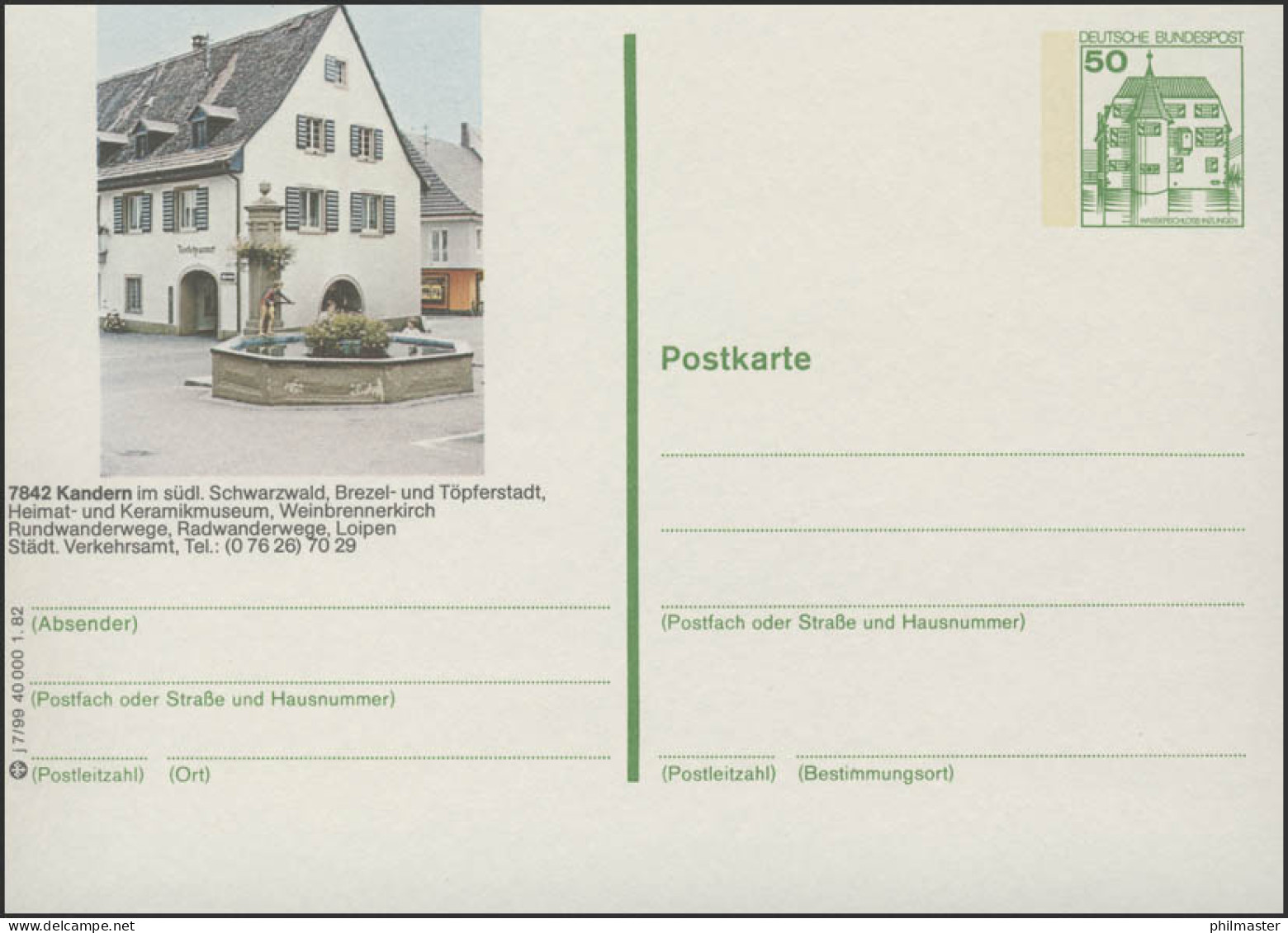 P134-j7/099 - 7842 Kandern, Marktplatz Mit Brunnen ** - Illustrated Postcards - Mint
