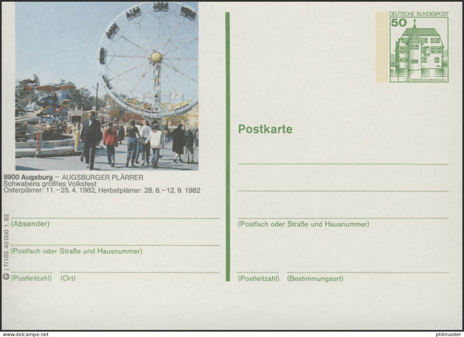 P134-j7/102 - 8900 Augsburg, Augsburger Plärrers 2 ** - Cartes Postales Illustrées - Neuves