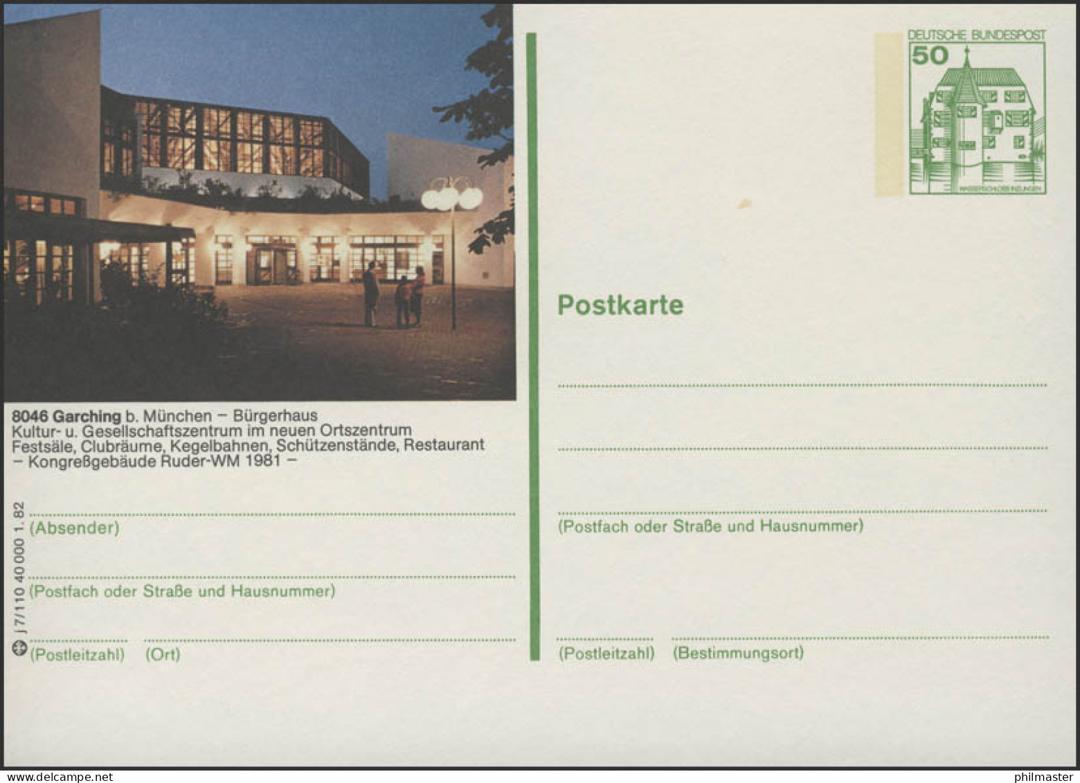 P134-j7/110 - 8046 Garching, Bürgerhaus Bei Nacht ** - Illustrated Postcards - Mint