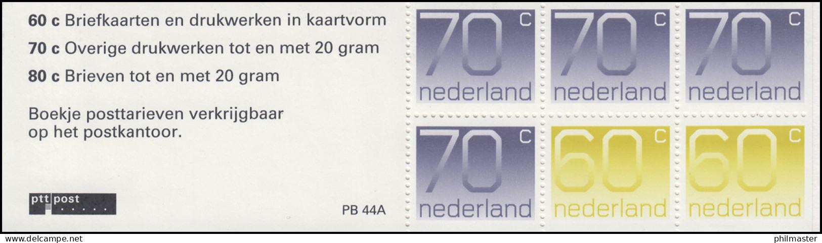 Markenheftchen 45 Ziffern 1991 Mit 3 Tarifen Und PB 44A, ** - Carnets Et Roulettes