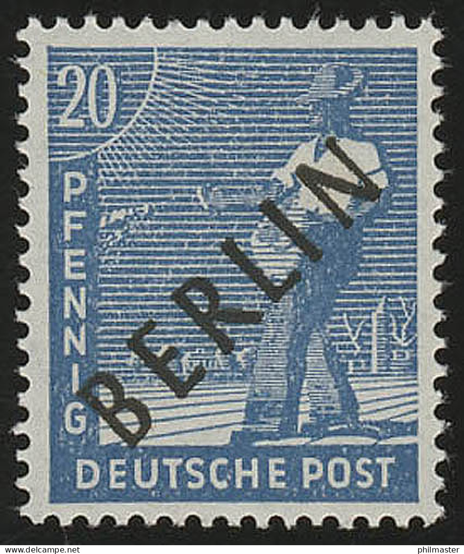 8b Schwarzaufdruck 20 Pf LEBHAFTBLAU, Postfrisch ** Geprüft - Unused Stamps