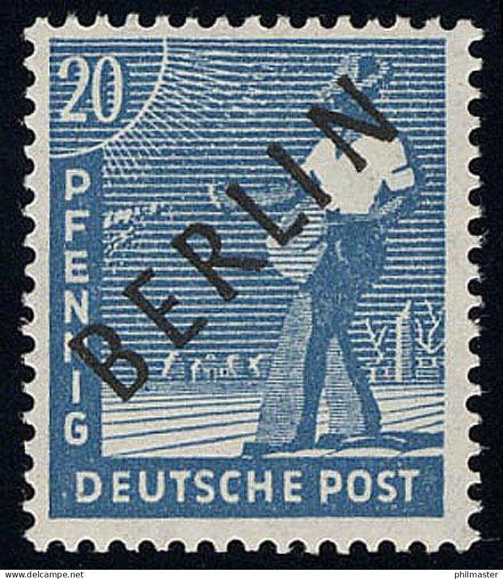 8a Schwarzaufdruck 20 Pf PREUSSISCHBLAU, Postfrisch ** Geprüft - Unused Stamps