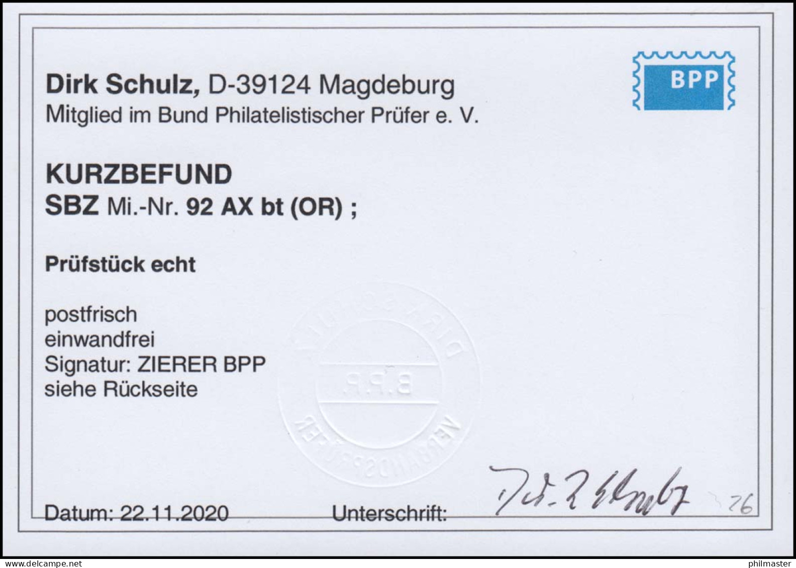 92AXbt OR Tannen 3 Pf. Oberrand Postfrisch **, Befund Schulz BPP - Nuovi