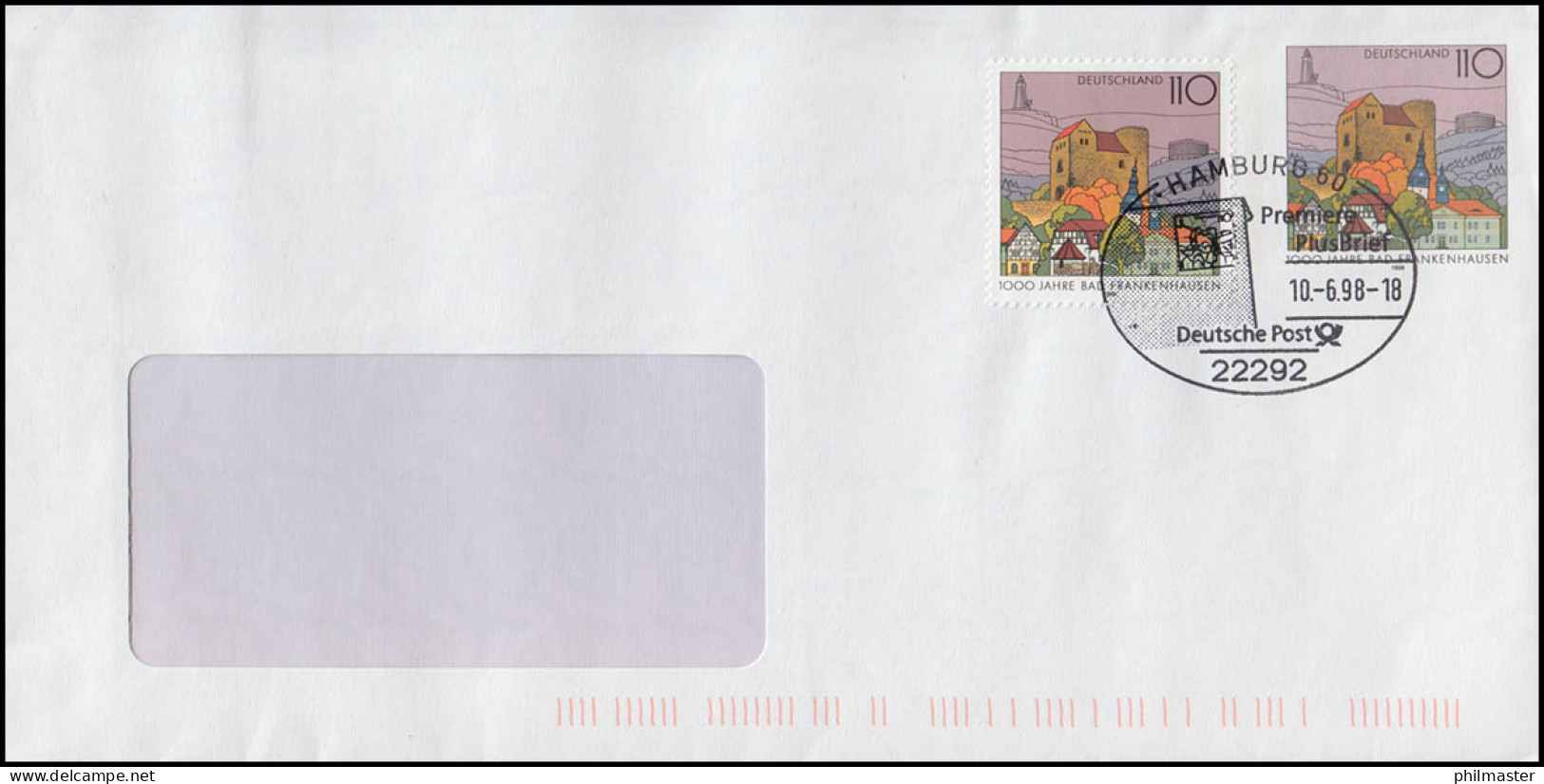 USo 2Y Mit Passender Zusatzfrankatur 1978 Auf FDC ESSt HAMBURG 10.6.98 - Umschläge - Ungebraucht