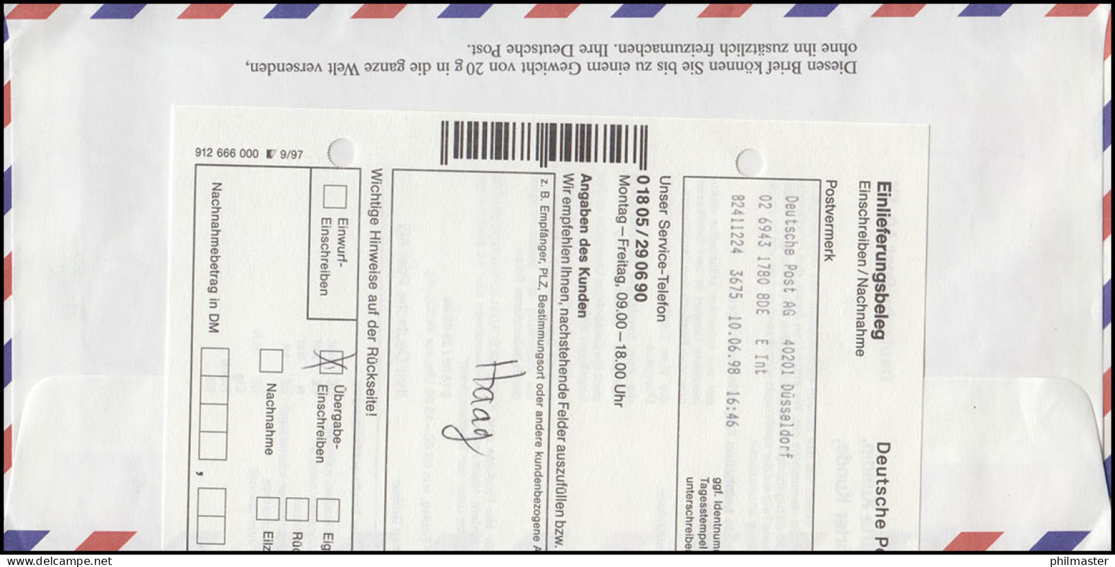 USo 3 Mit Passender Zusatzfrankatur Als R-FDC ESSt DÜSSELDORF 10.6.98 In Die USA - Briefomslagen - Ongebruikt