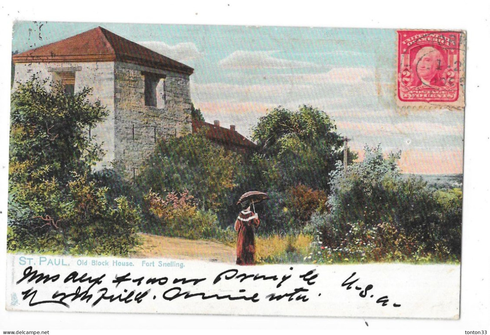 SAINT PAUL - ETATS UNIS - CPA DOS SIMPLE COLORISEE De 1905 - Old Block House - Fort Snelling - TOUL 6 - - St Paul