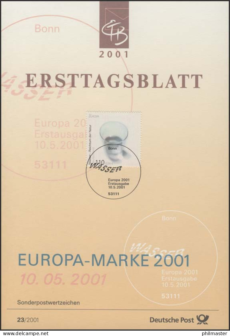 ETB 23/2001 Wasser, Lebensspender Europa CEPT - 2001-2010