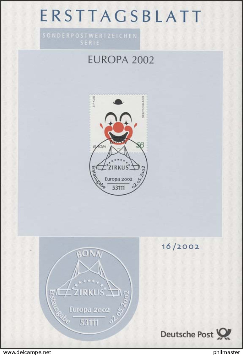 ETB 16/2002 - Europa CEPT: Zirkus, Lachender Clown - 2001-2010