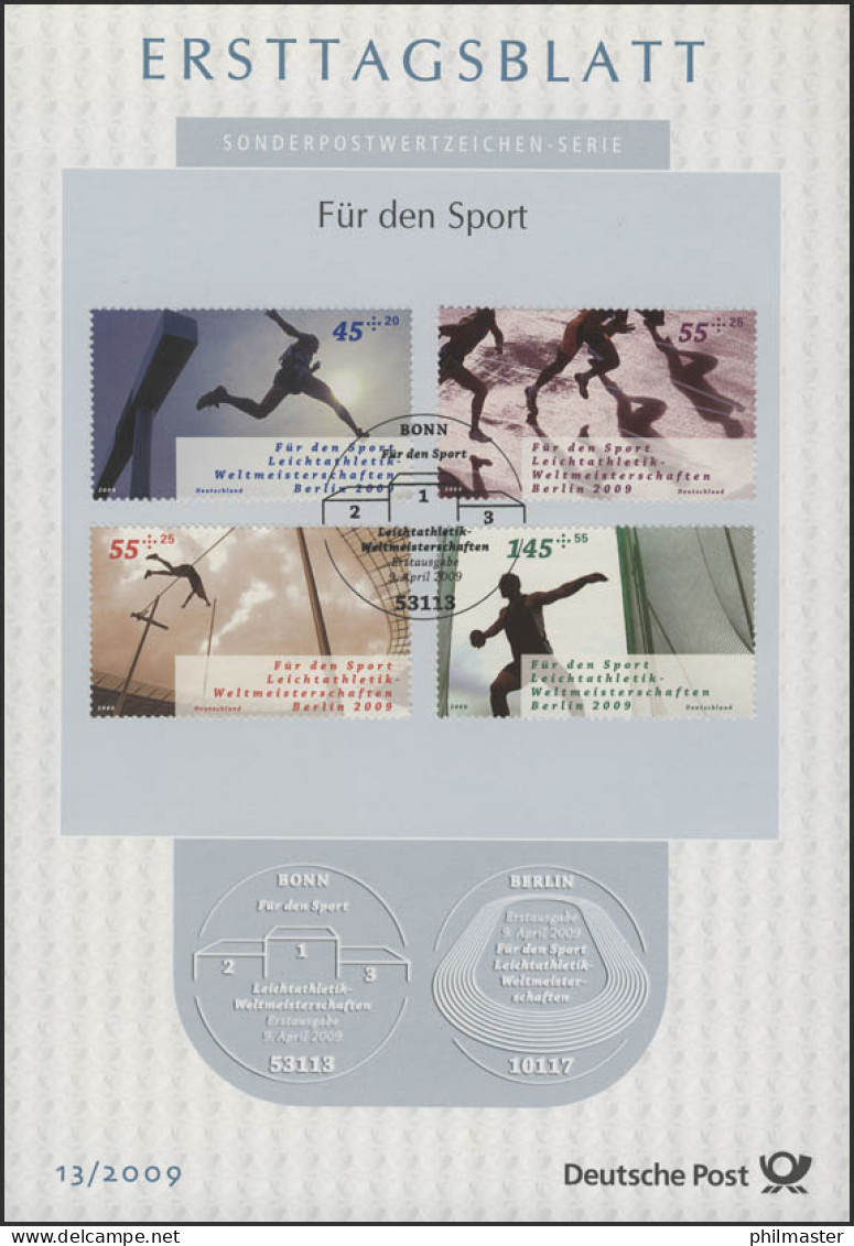 ETB 13/2009 Sport, Leichtathletik-WM Berlin, Laufen Stabhochsprung Diskuswerfen - 2001-2010