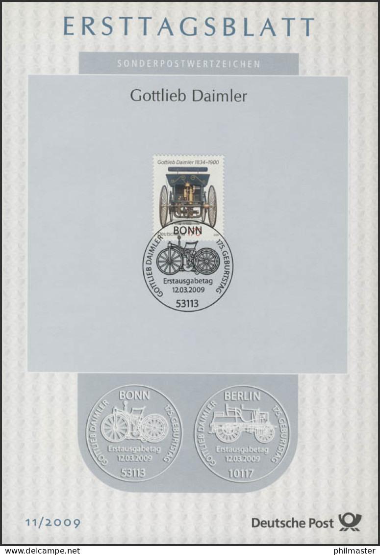 ETB 11/2009 Gottlieb Daimler, Ingenieur, Stahlradwagen - 2001-2010