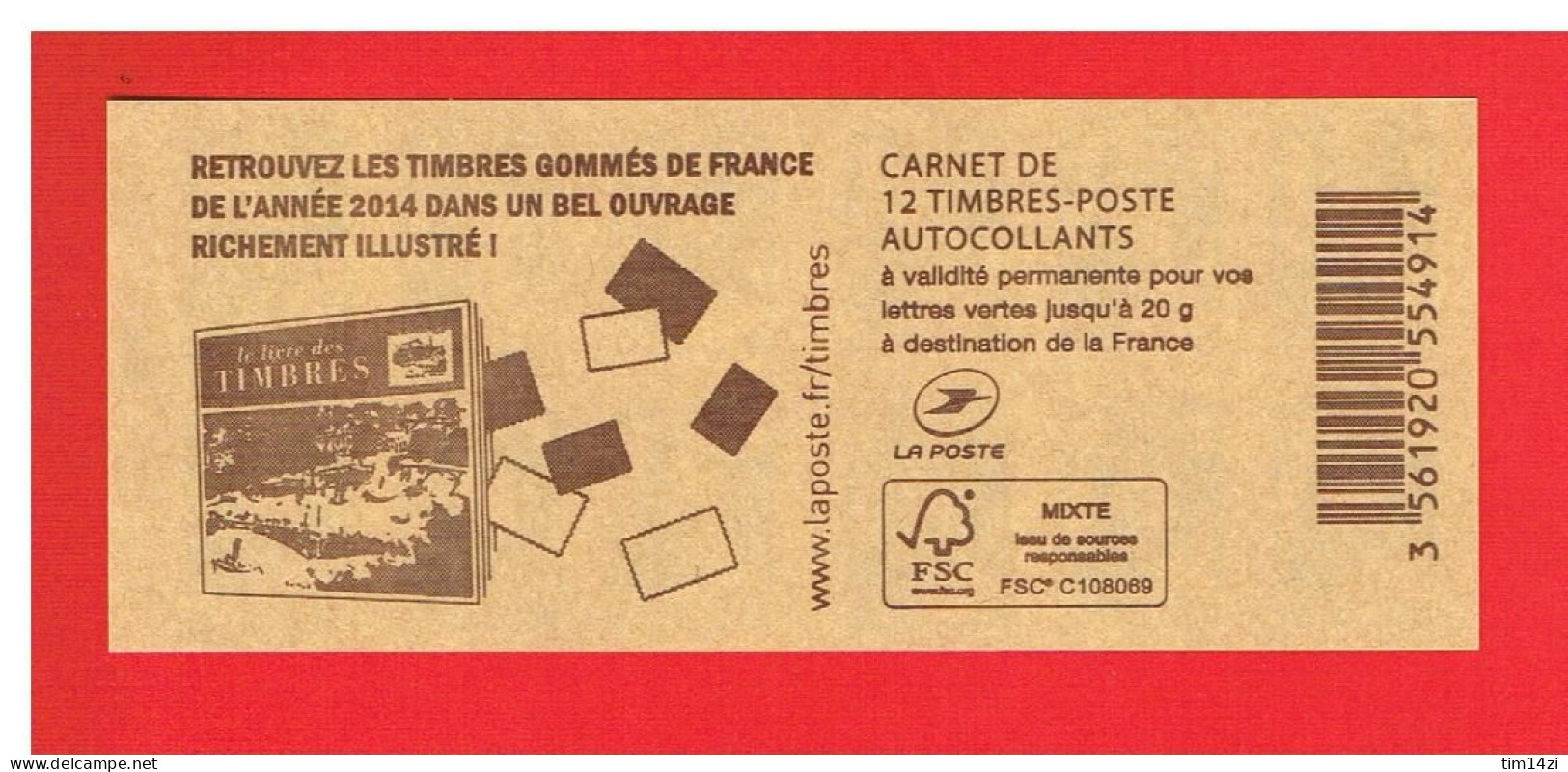 FRANCE - 2014 - CARNET N° 858-C8  -NEUF** NON PLIE - Marianne De CIAPPA Et KAWENA - TVP Vert - Y&T - COTE :28.00 Euros - Other & Unclassified