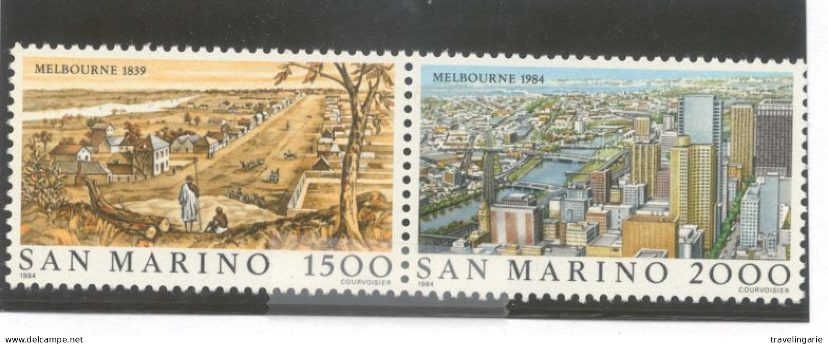 San Marino 1984 Famous Cities Melbourne MNH ** Se-tenant Pair - Neufs