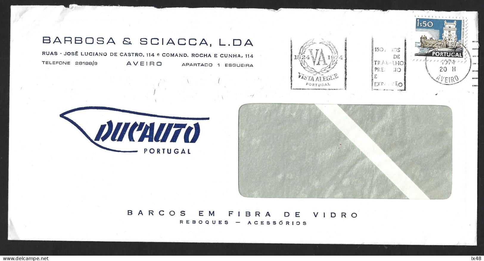 Pennant '150th Years Of  VA 'Vista Alegre' Factory, Aveiro 1974. Flâmula '150 Anos Da Fábrica VA 'Vista Alegre' - Storia Postale