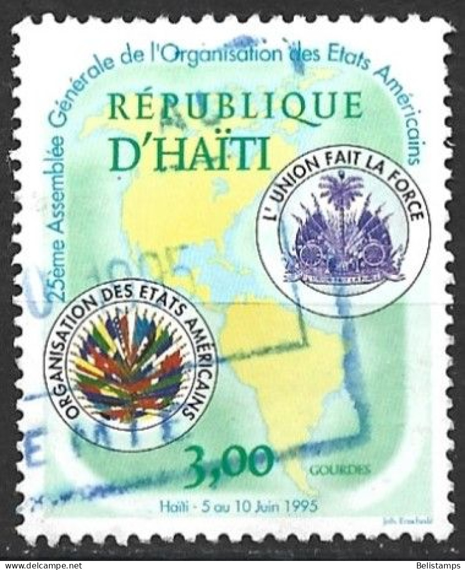 Haiti 1995. Scott #863 (U) Emblem, Map Of North And South America - Haiti