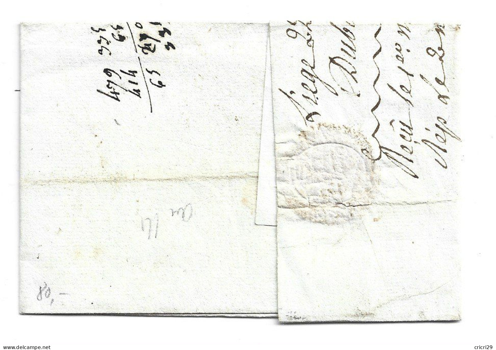 Marque Postale " 96  Liège " , En Noir  Sur Lettre De 1805 , Département Conquis : - 1792-1815 : Departamentos Conquistados