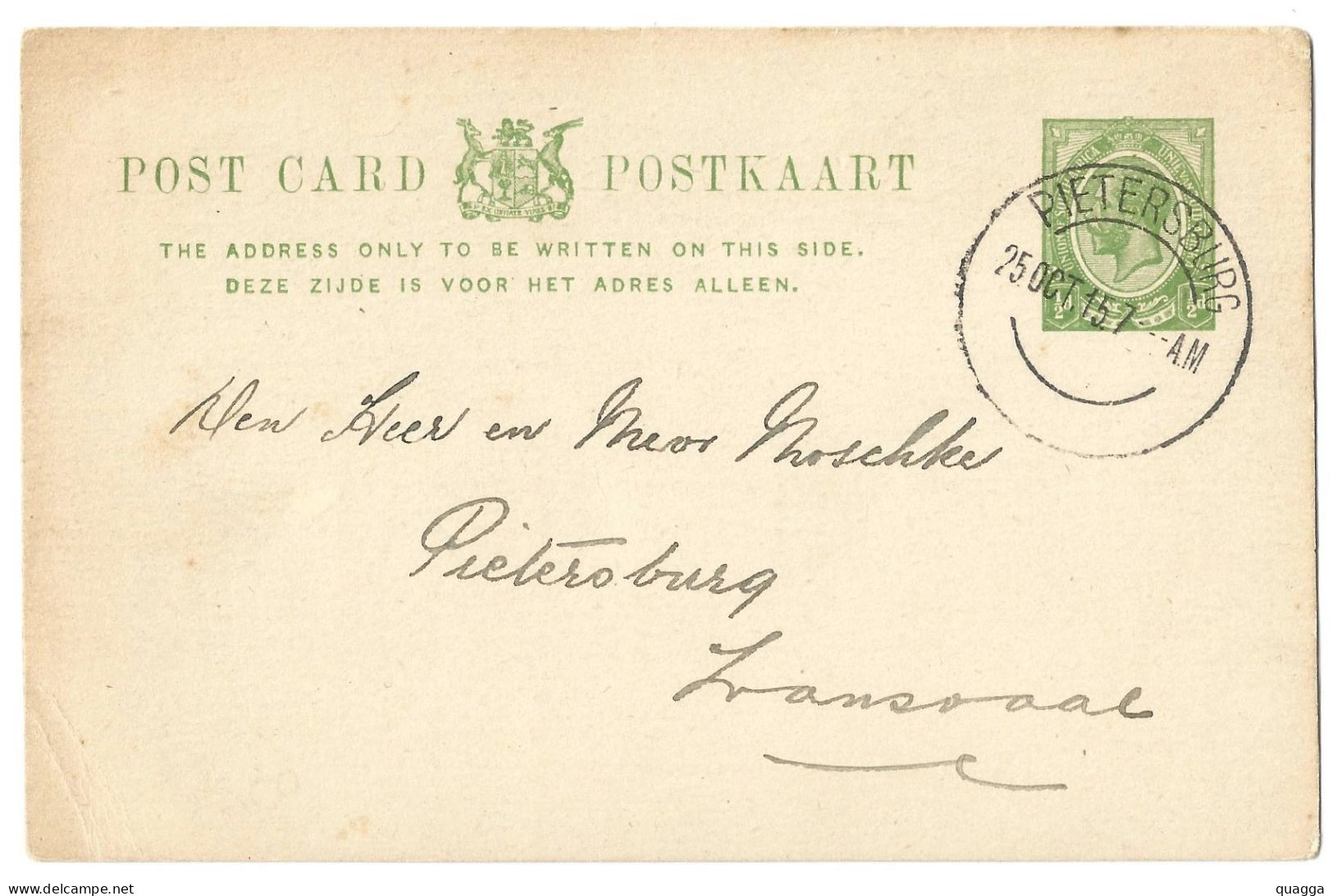 South Africa 1915. ½d KGV Postcard PIETERSBURG. P1, H&G 1. - Briefe U. Dokumente