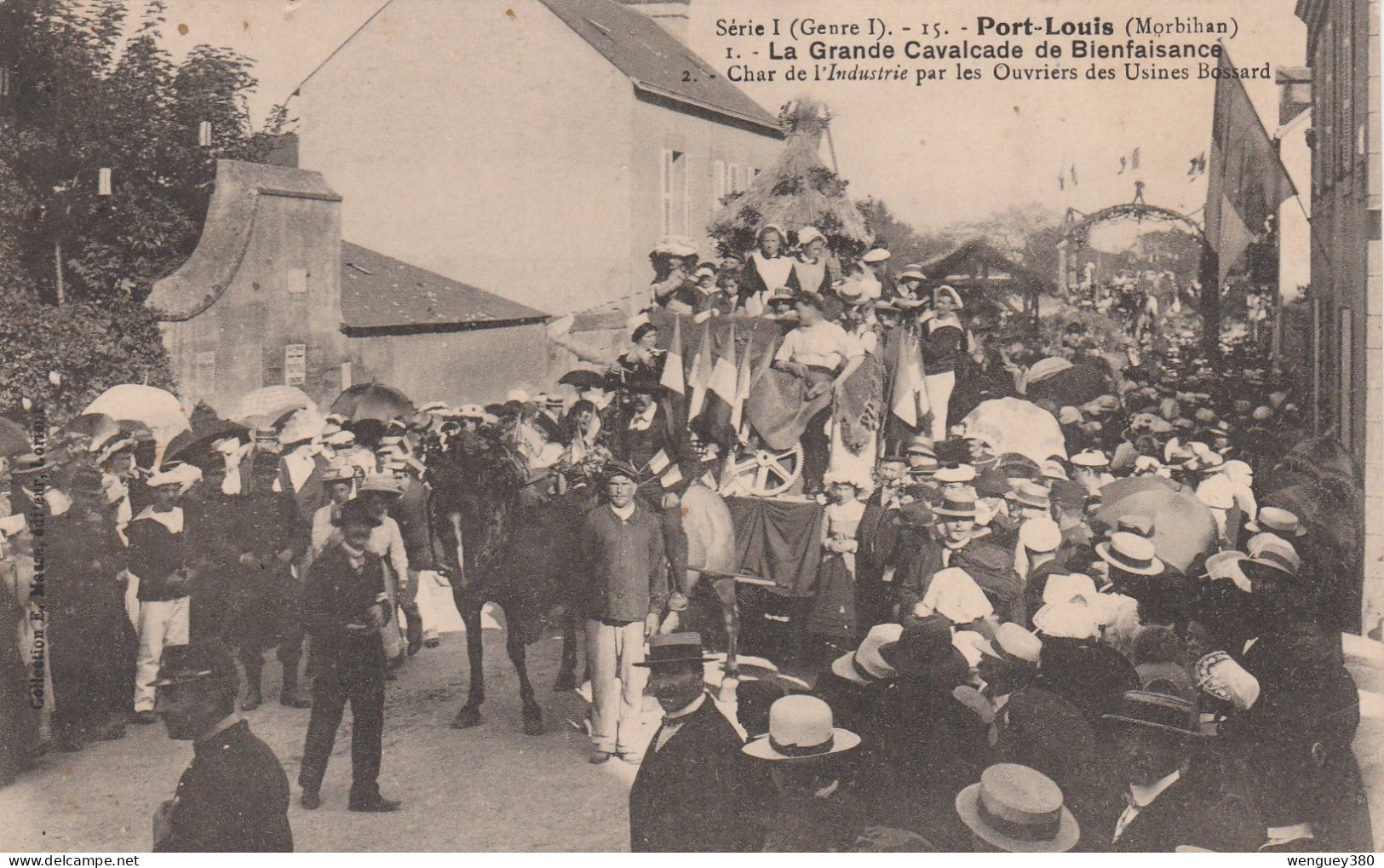 56 PORT-LOUIS  La Grande Cavalcade De Bienfaisance  Char De L'Industrie Par Les Ouvriers Des  Usines Bossard  TOP.  RARE - Port Louis