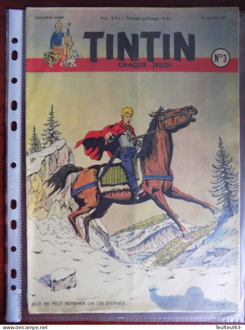 Tintin N° 3/1950 Couv. J. Martin (Alix) - Tintin Dans " L'or Noir " - Bristol Frazer Nash - Pub Côte D'or ( Mr Cotdor ) - Tintin
