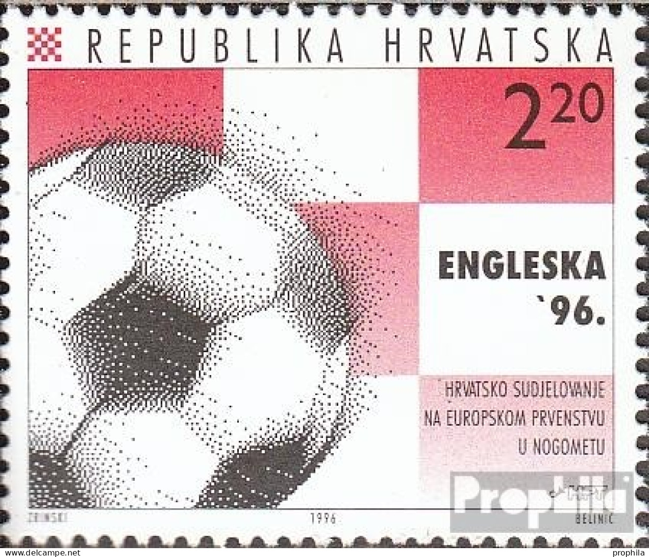 Kroatien 385 (kompl.Ausg.) Postfrisch 1996 Fussball EM England - Croatie