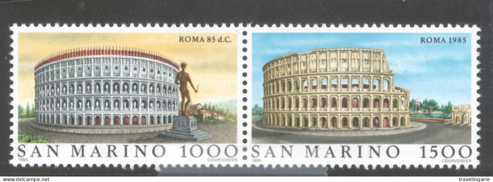 San Marino 1985 Famous Cities Roma MNH ** Se-tenant Pair - Monuments