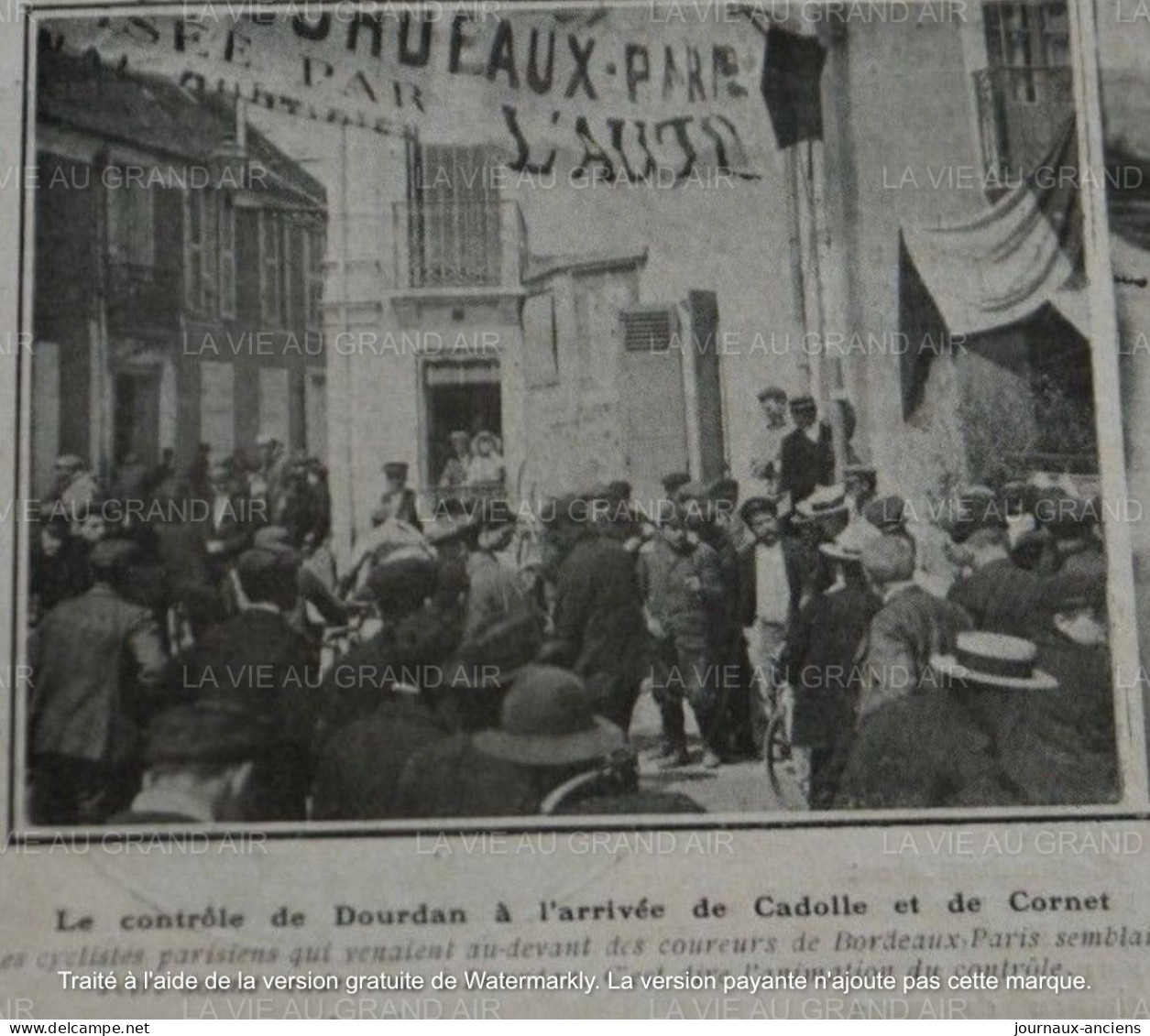 1906 CYCLISME - COURSE BORDEAUX = PARIS - MARCEL CADOLLE - DOURDAN - SAINT LYÉ - LA VIE AU GRAND AIR - 1900 - 1949