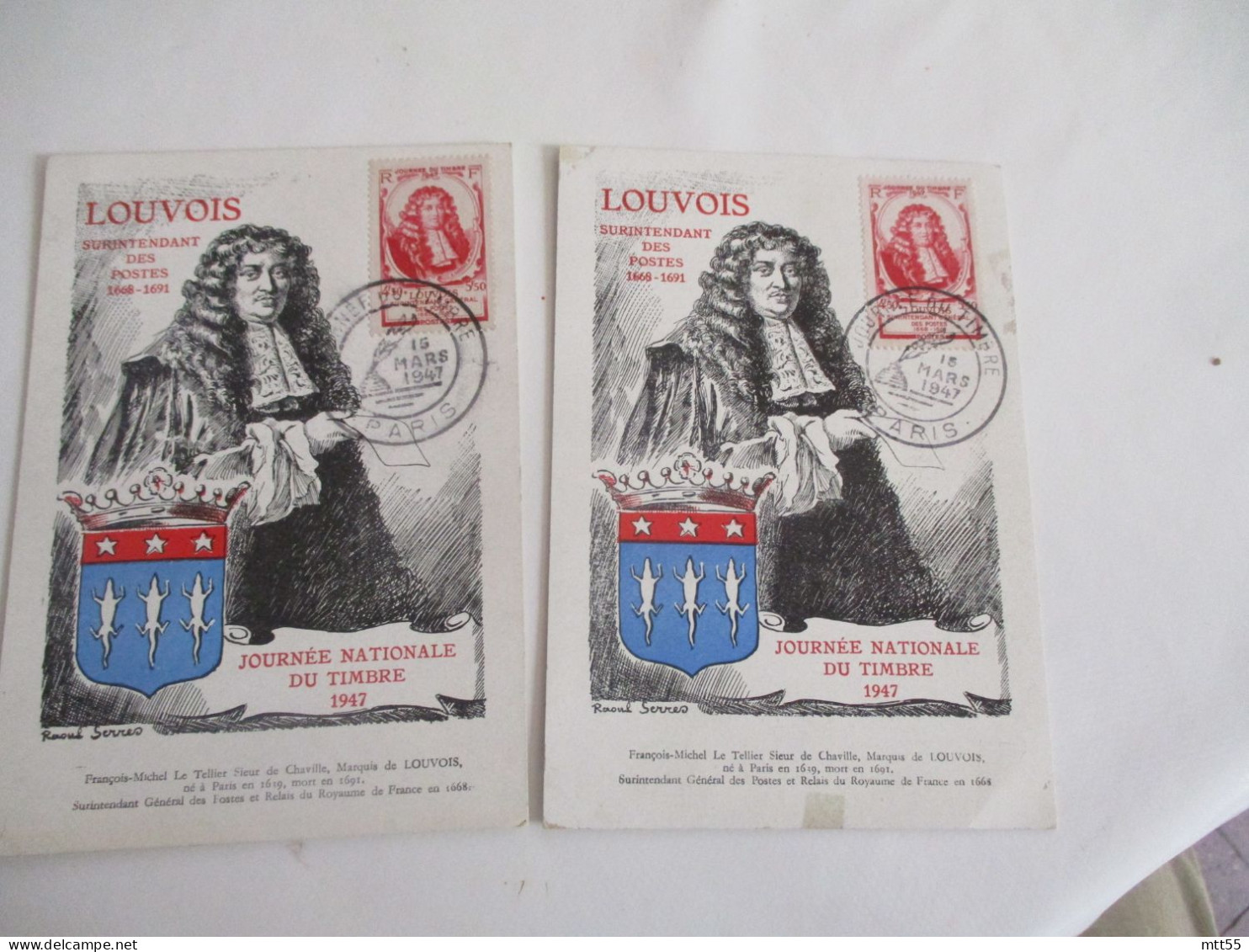 1947  LOUVOIS LOT DE 6 CM CARTE MAXIMUM - 1940-1949