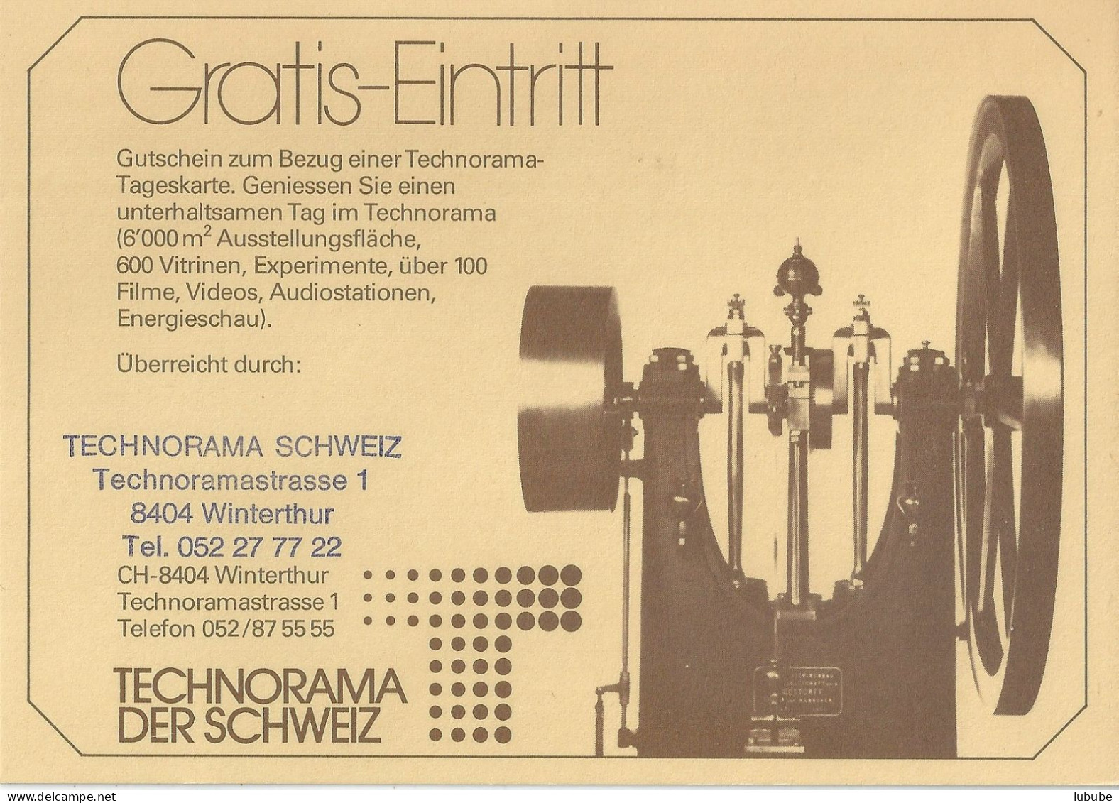 Eintrittskarte  "Technorama Der Schweiz, Winterthur"       Ca. 1980 - Tickets - Entradas