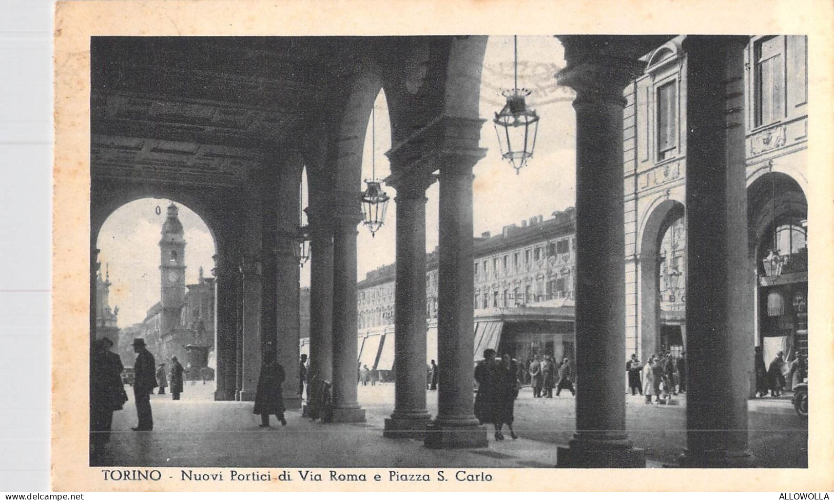 26757 " TORINO-NUOVI PORTICI DI VIA ROMA E PIAZZA S. CARLO " ANIMATA-VERA FOTO-CART. POST.SPED.1937 - Places & Squares