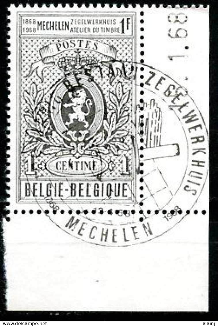 BE   1447   Obl   -----   1er Jour   Cachet Atelier Du Timbre Mechelen  --  Coin De Feuille  --  Pleine Gomme - Usados