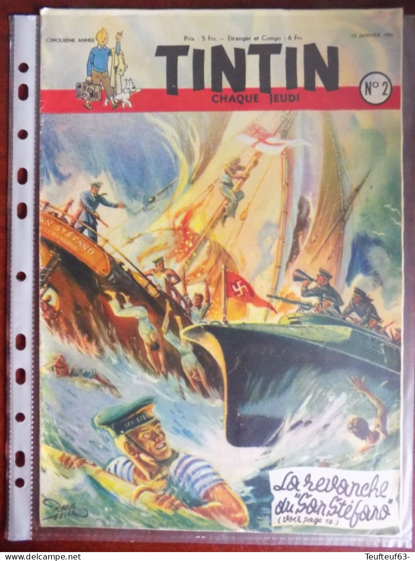 Tintin N° 2/1950 Couv. Auger - Tintin Dans " L'or Noir "  - Pub Côte D'or ( Mr Cotdor ) - Kuifje
