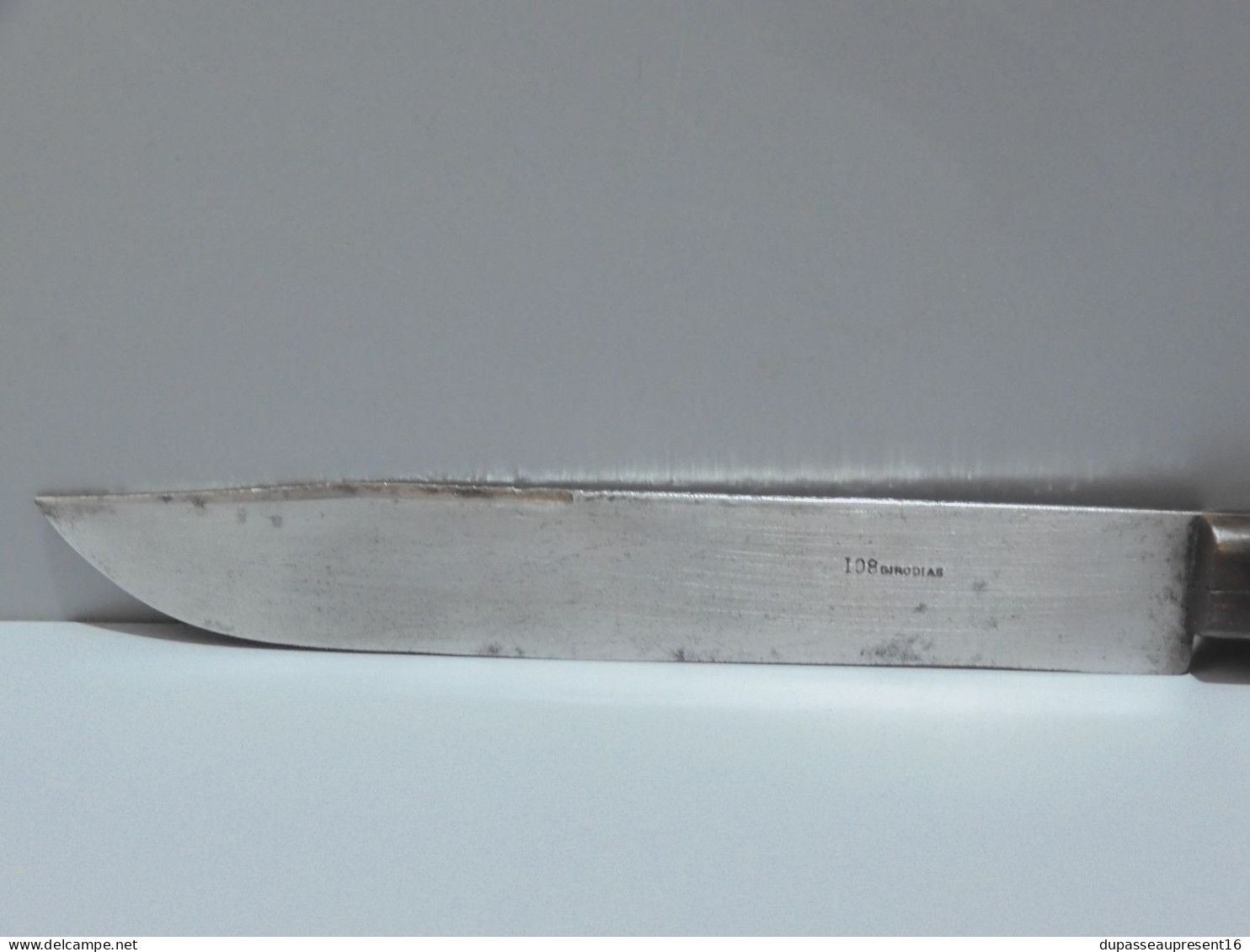 -ANCIEN COUTEAU De CUISINE MANCHE CORNE LAME Gravée 108 GIRODIAS   E - Knives
