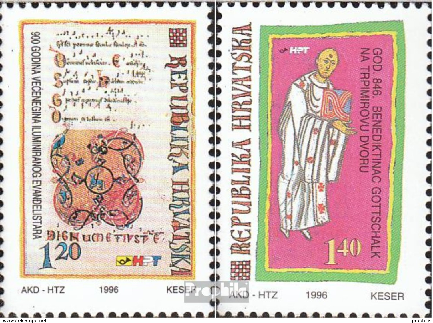 Kroatien 392-393 (kompl.Ausg.) Postfrisch 1996 Mönch Gottschalk - Croatia