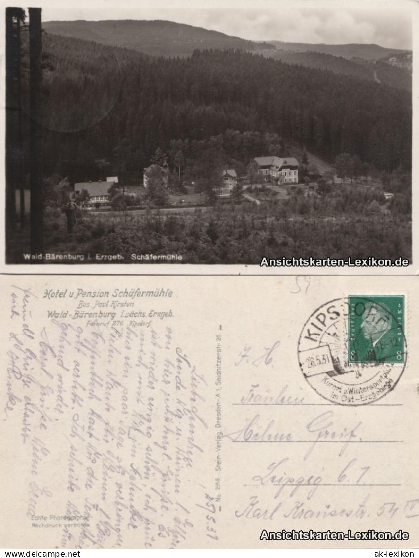 Waldbärenburg-Altenberg (Erzgebirge) Schäfermühle - Foto AK 1931 - Altenberg