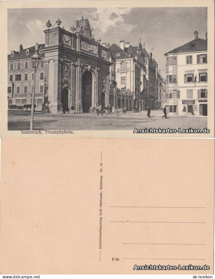 Ansichtskarte Innsbruck Triumphforte, Straße Und Geschäfte 1924 - Innsbruck