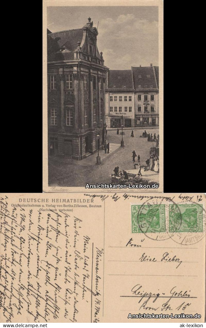 Ansichtskarte Bautzen Budyšin Treppenhaus Des Rathauses - Markttreiben 1921 - Bautzen