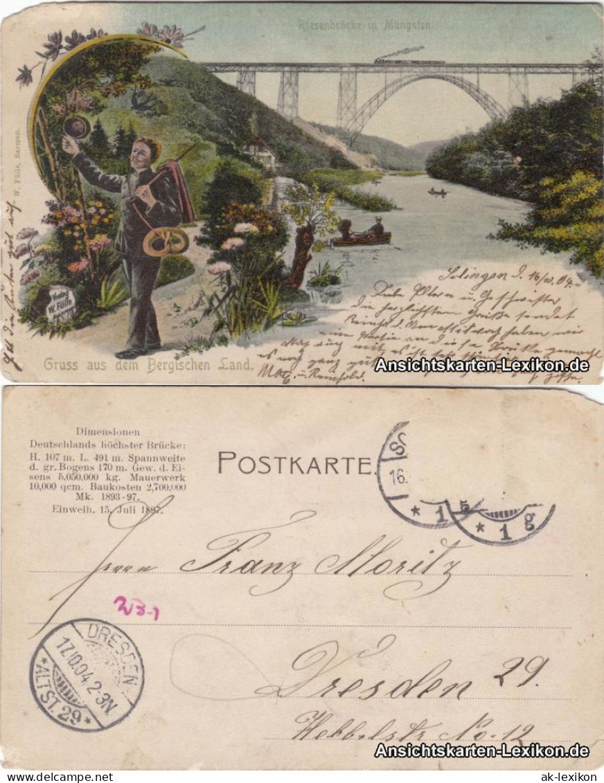 Ansichtskarte Remscheid Riesenbrücke - Litho AK 1904 - Remscheid