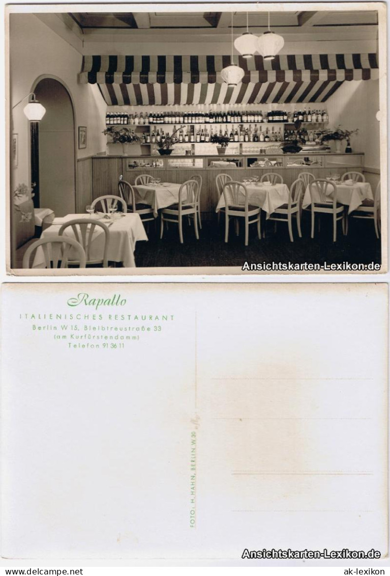 Charlottenburg-Berlin Restaurant Rapallo - Bar (Bleibtreustraße) 1959 - Charlottenburg