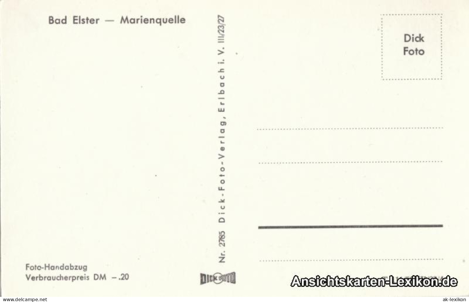 Ansichtskarte Bad Elster Marienquelle - Foto Ansichtskarte 1958 - Bad Elster