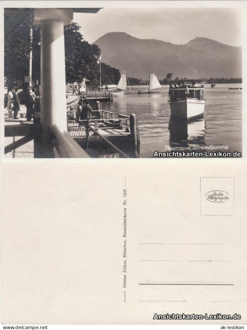 Ansichtskarte Tegernsee (Stadt) Strandpartie Mit Schiff 1934 - Tegernsee