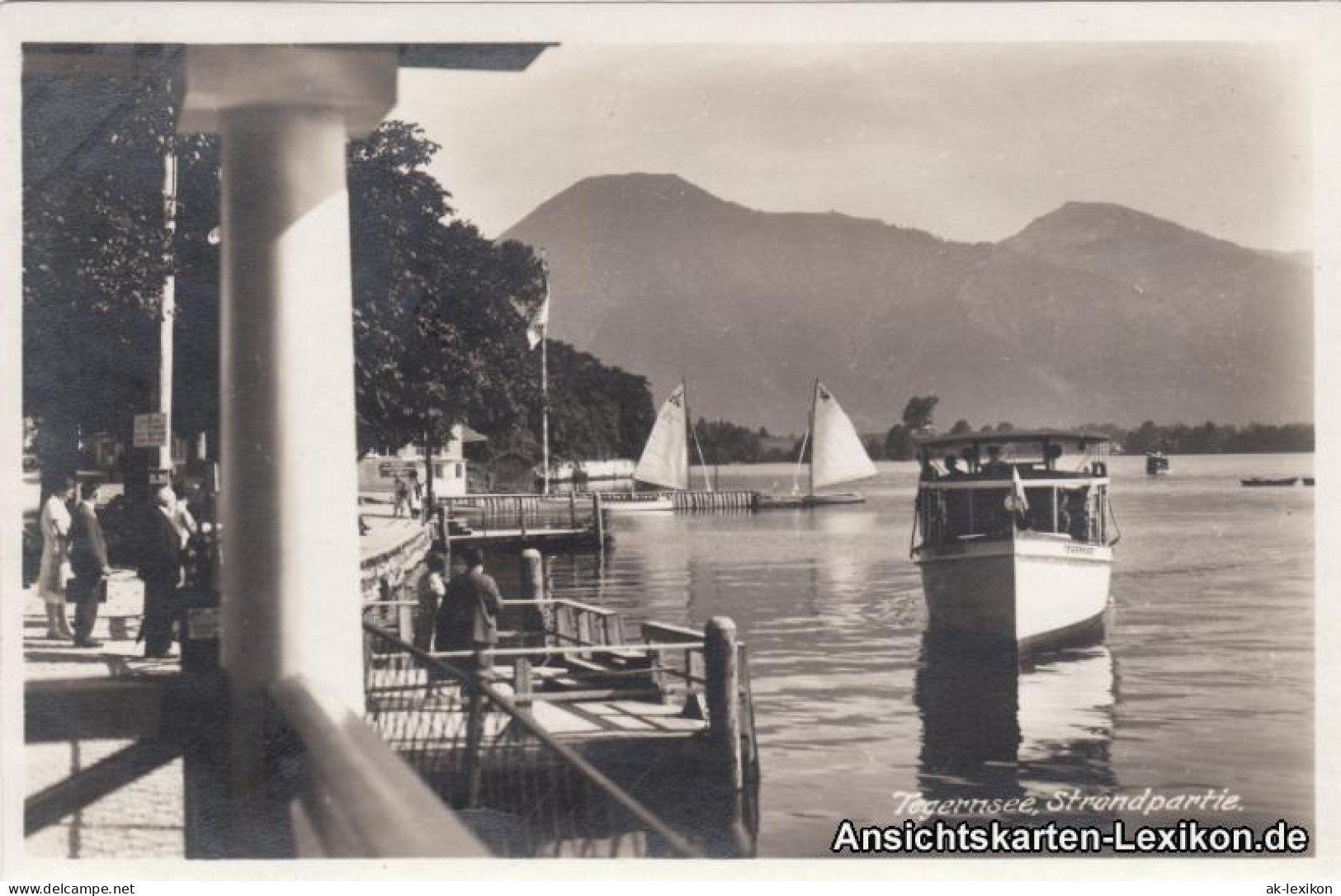 Ansichtskarte Tegernsee (Stadt) Strandpartie Mit Schiff 1934 - Tegernsee