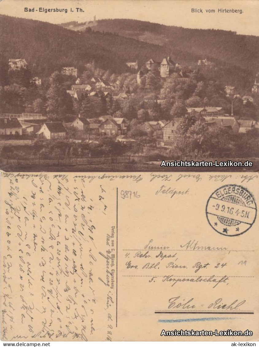 Ansichtskarte Elgersburg Blick Vom Hirtenberg 1916 - Elgersburg