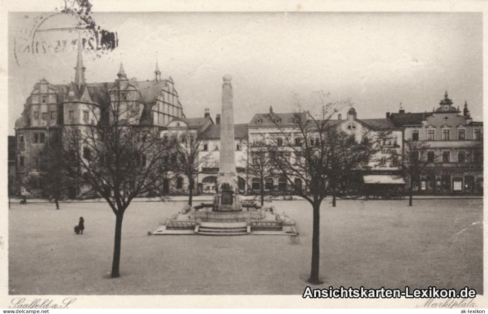 Ansichtskarte Saalfeld (Saale) Marktplatz Mit Denkmal 1935 - Saalfeld