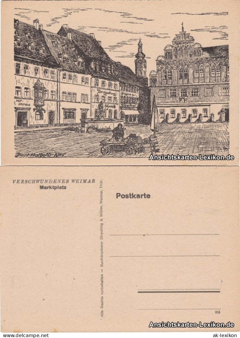 Ansichtskarte Weimar Marktplatz - Künstler AK 1925 - Weimar