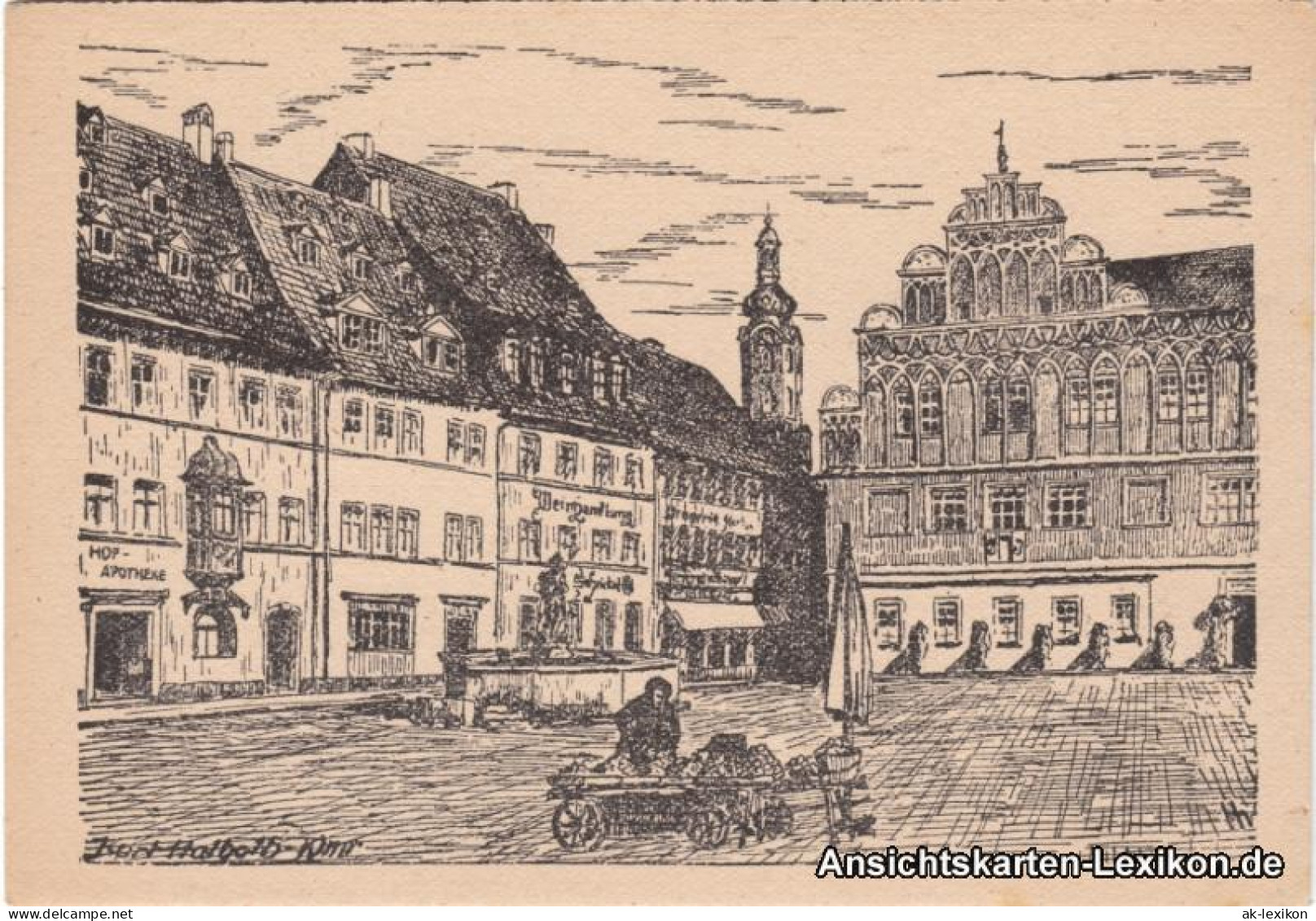 Ansichtskarte Weimar Marktplatz - Künstler AK 1925 - Weimar