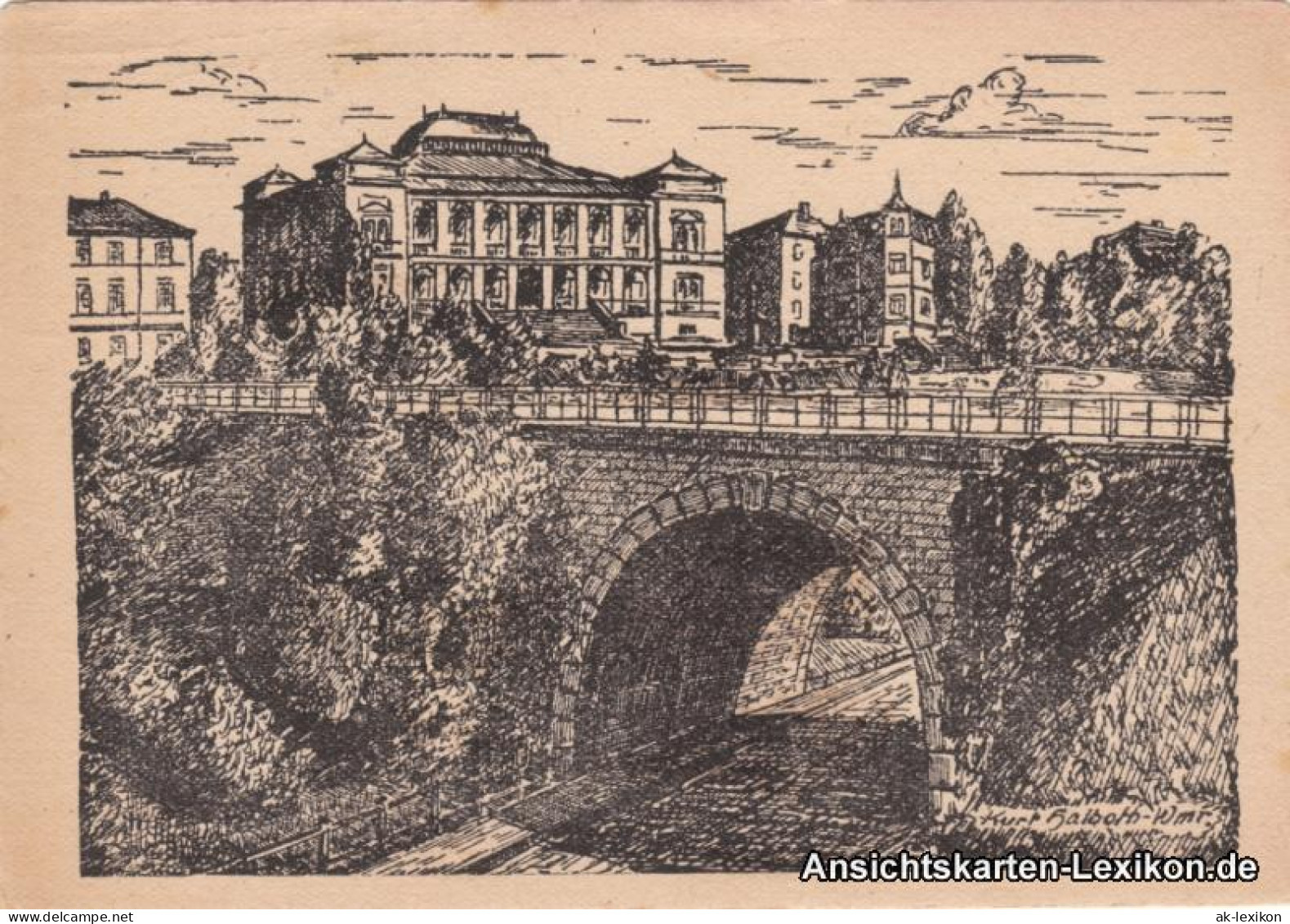 Ansichtskarte Weimar Viadukt - Künstler AK 1925 - Weimar