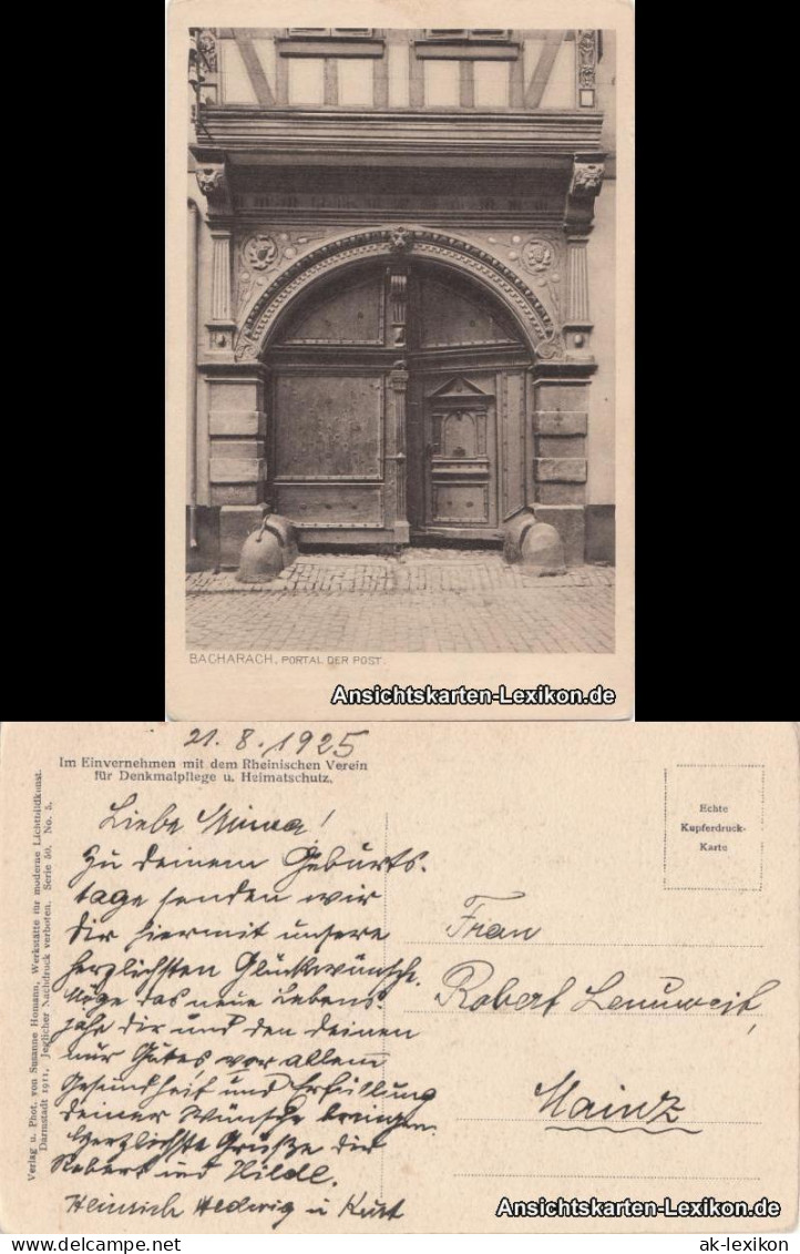 Ansichtskarte Bacharach Portal Der Post 1925 - Bacharach