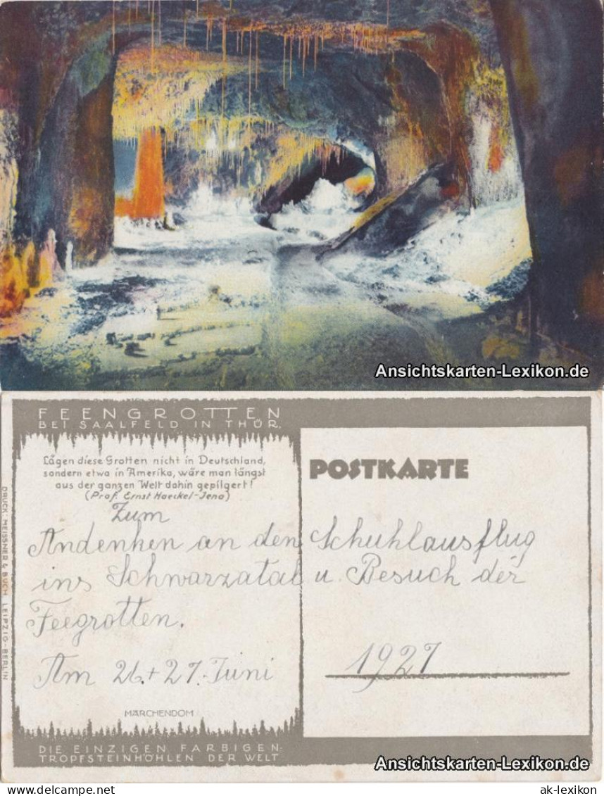 Ansichtskarte Saalfeld (Saale) Feengrotten-Märchendom 1927 - Saalfeld