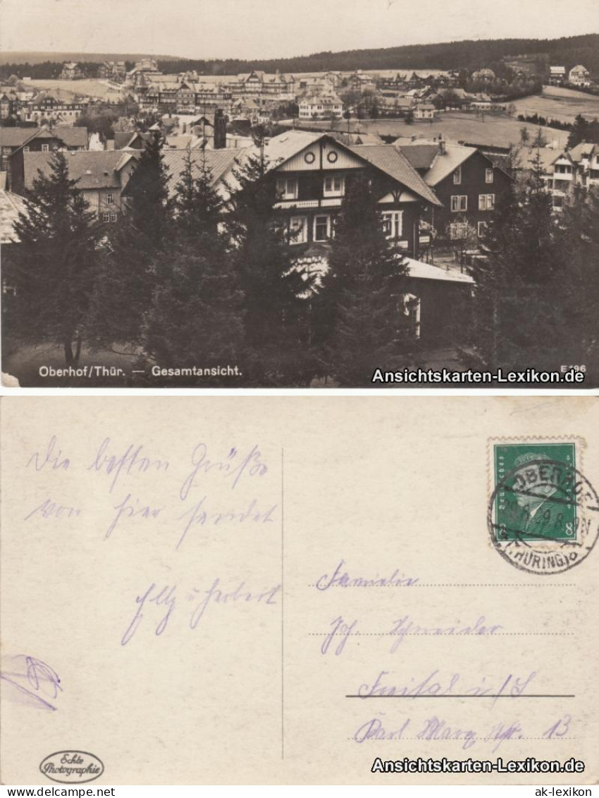 Ansichtskarte Oberhof (Thüringen) Gesamtansicht 1929  - Oberhof